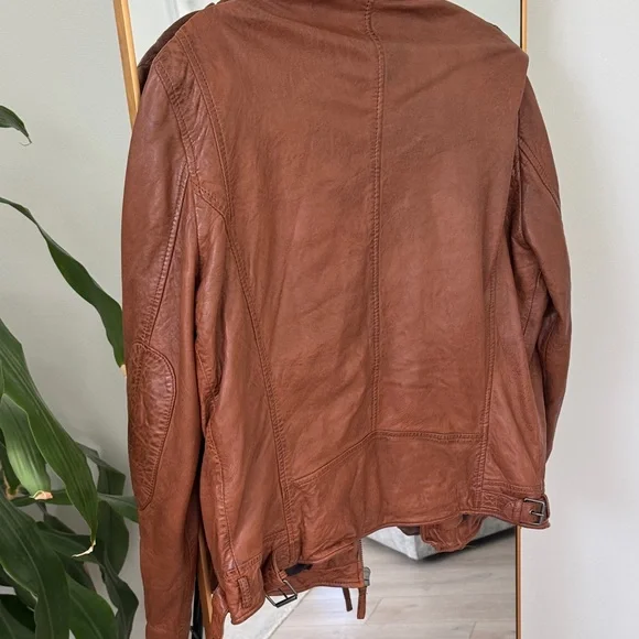 Men's Rustic Brown Leather Military Jacket - Picture 10 of 11